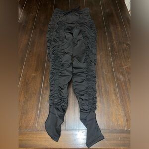 AGOGIE Black Ruched High Rise Wearable Drawstring Waist Compression +20 Leggings